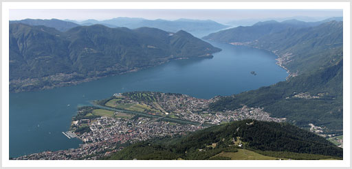 Luftaufnahme von Cardada-Cimetta auf Locarno und Ascona